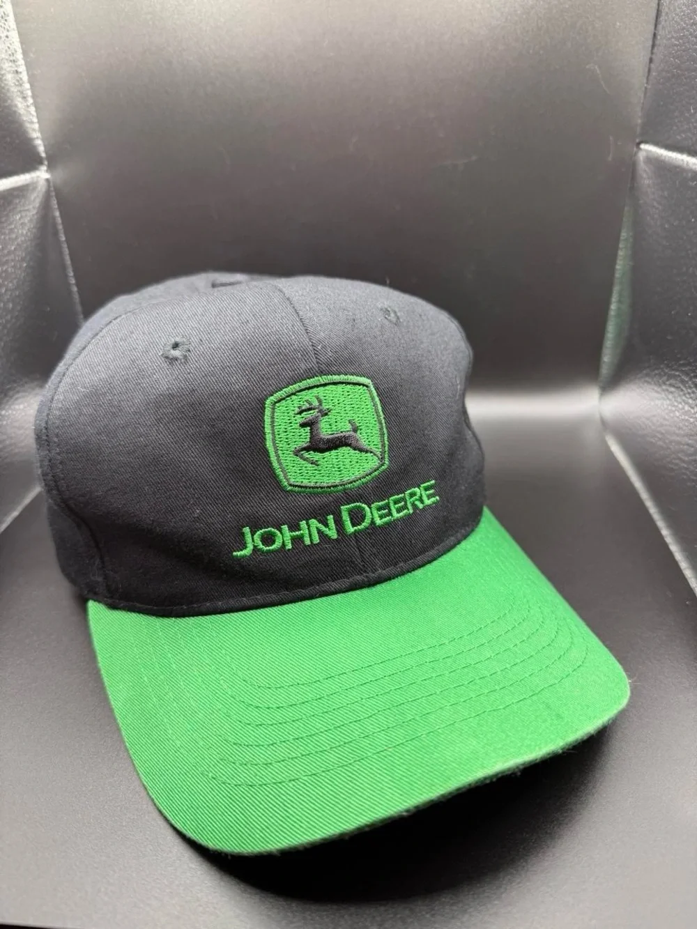 John Deere Black and Green Embroidered Logo Cap